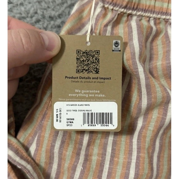 Patagonia Garden‎ Island Pants Good Times Evening Mauve Striped S NWT - Picture 3 of 8